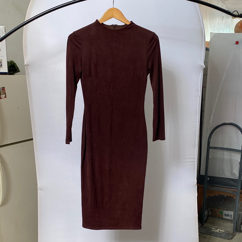 Chic Long Sleeve Brown Super Soft Dress